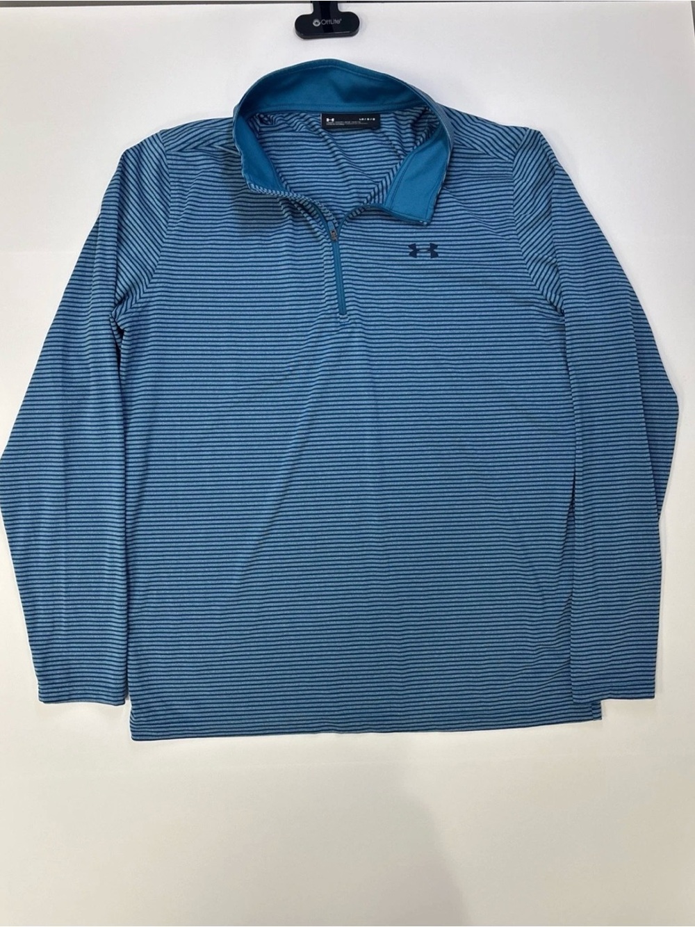 Under Armour Teal and Light Blue Striped Quarter-Zip Pullover